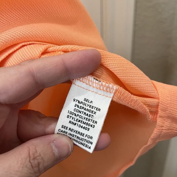E&M Peach Pink Orange Sleeveless Keyhole Tank Top Blouse Womens Size L - Picture 8 of 12